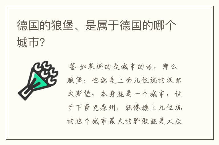 德国的狼堡、是属于德国的哪个城市？