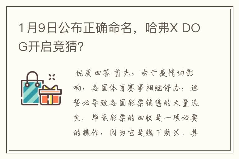 1月9日公布正确命名，哈弗X DOG开启竞猜？