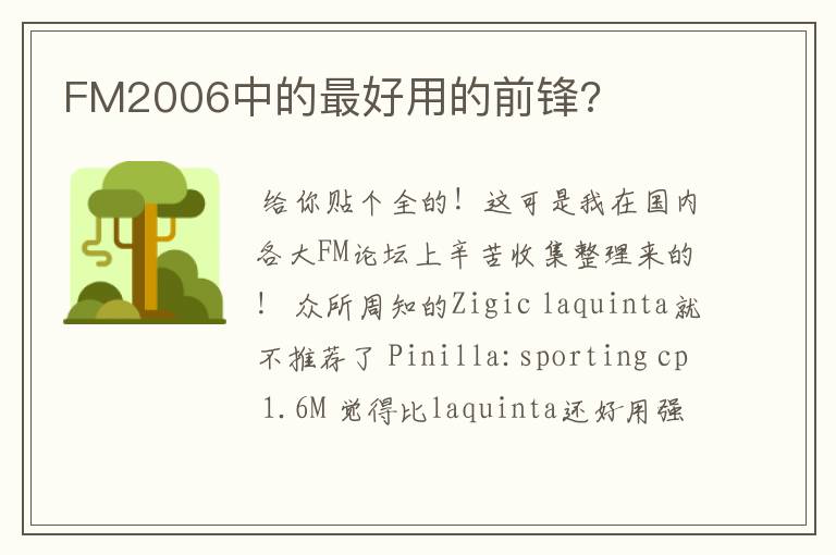 FM2006中的最好用的前锋?