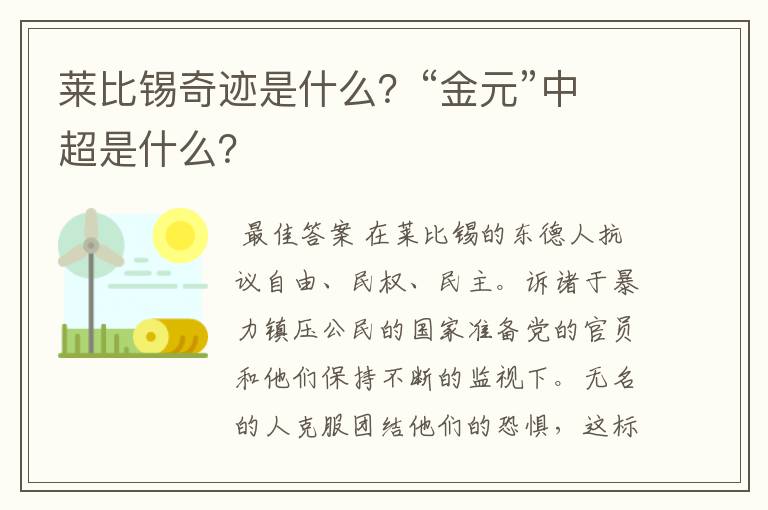 莱比锡奇迹是什么？“金元”中超是什么？