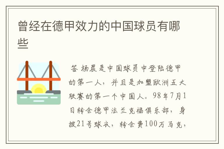 曾经在德甲效力的中国球员有哪些