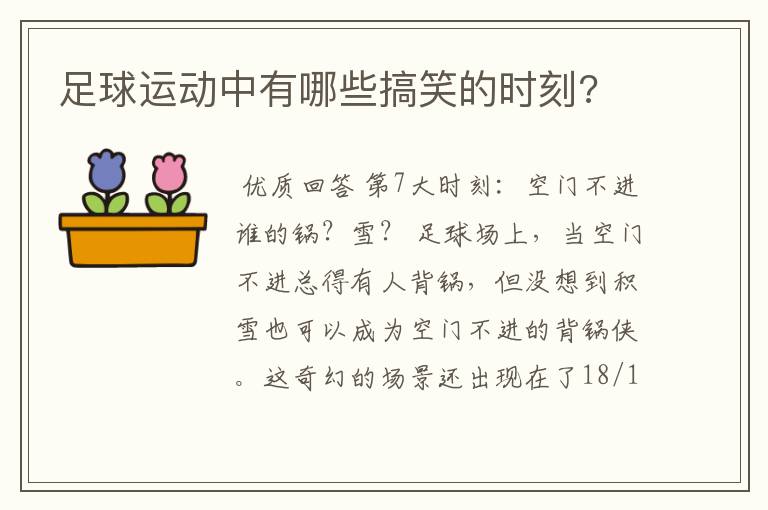 足球运动中有哪些搞笑的时刻?