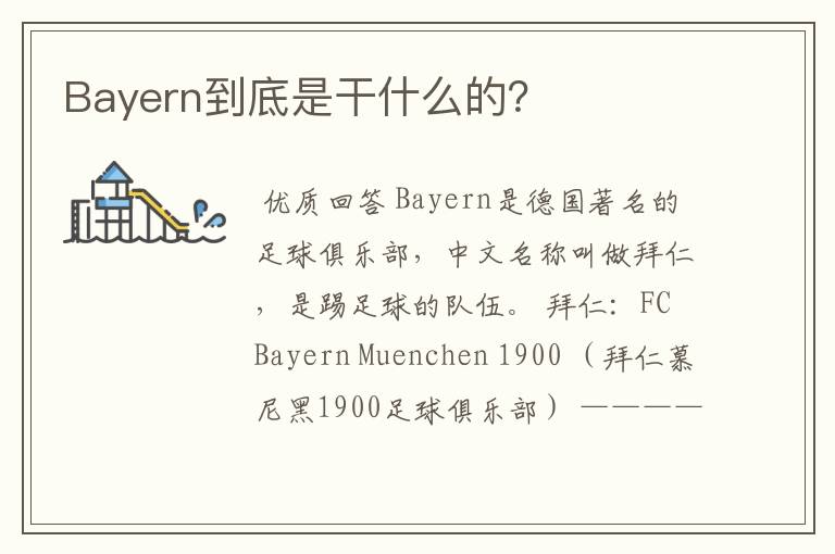 Bayern到底是干什么的？