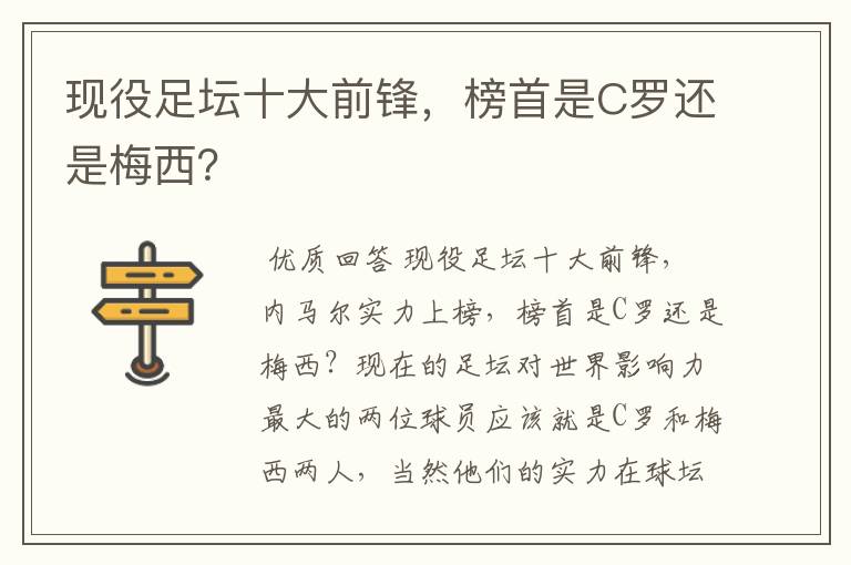 现役足坛十大前锋，榜首是C罗还是梅西？