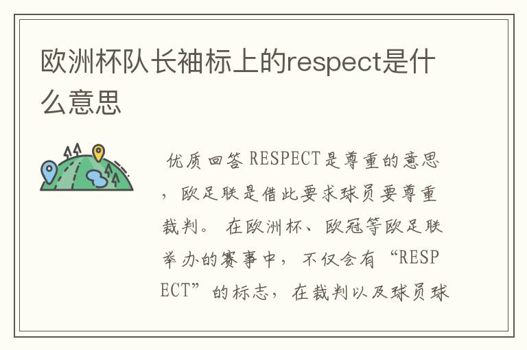 欧洲杯队长袖标上的respect是什么意思