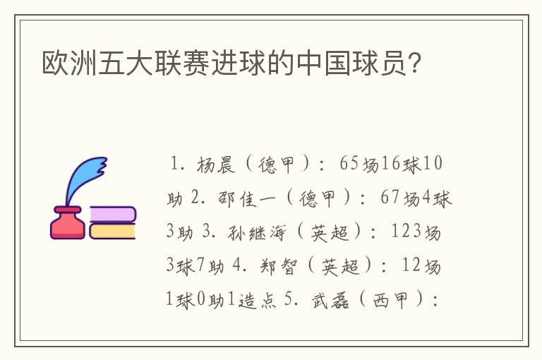 欧洲五大联赛进球的中国球员？