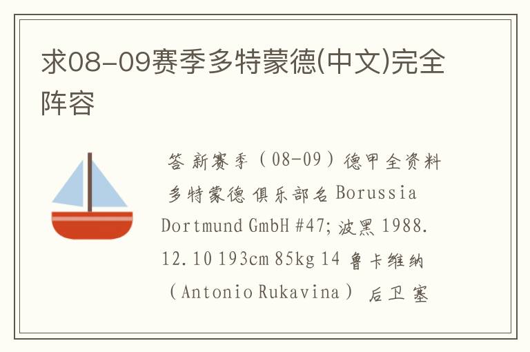 求08-09赛季多特蒙德(中文)完全阵容