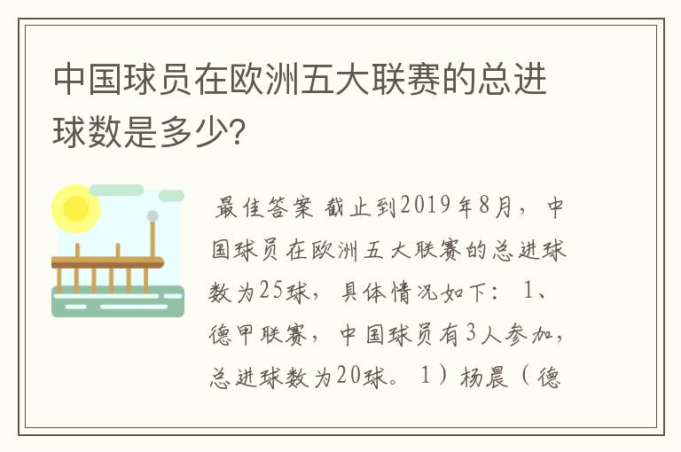 中国球员在欧洲五大联赛的总进球数是多少？