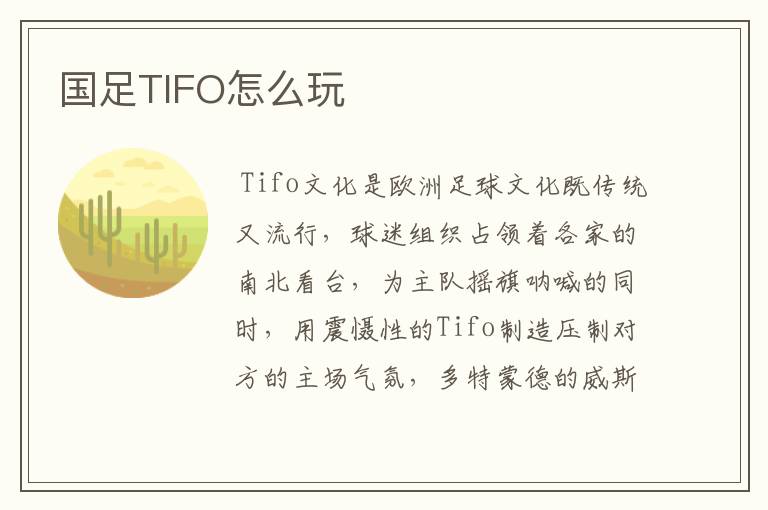 国足TIFO怎么玩