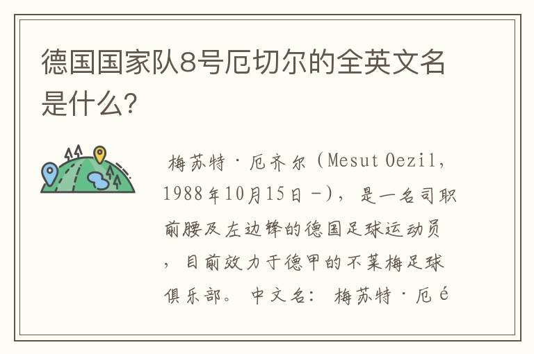 德国国家队8号厄切尔的全英文名是什么？