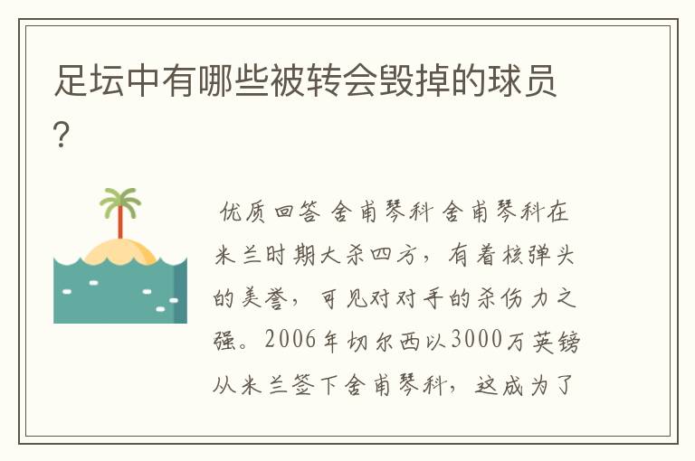 足坛中有哪些被转会毁掉的球员？