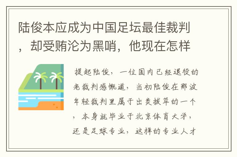 陆俊本应成为中国足坛最佳裁判，却受贿沦为黑哨，他现在怎样了？