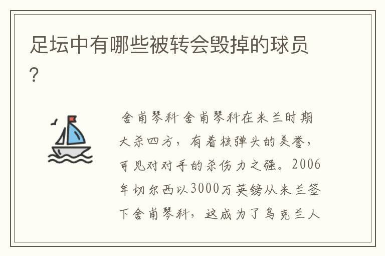 足坛中有哪些被转会毁掉的球员？