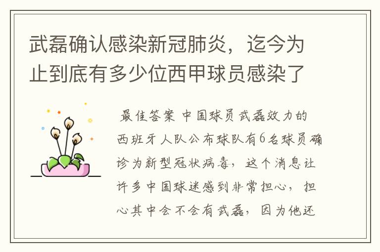 武磊确认感染新冠肺炎，迄今为止到底有多少位西甲球员感染了新冠病毒？