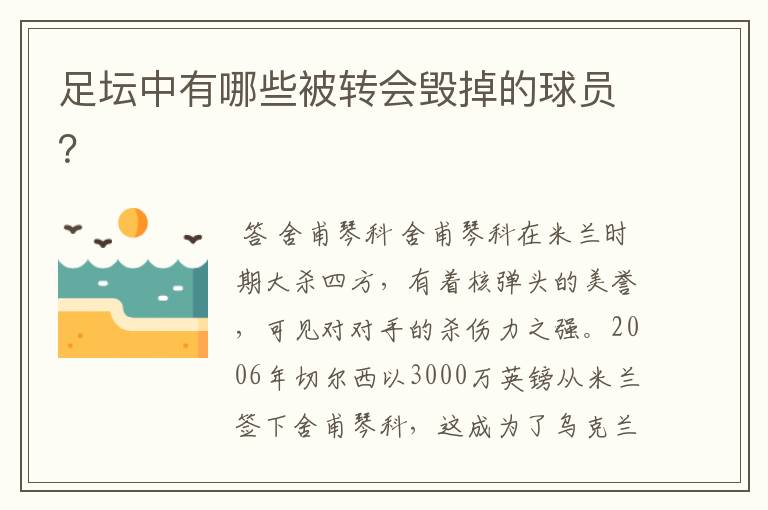 足坛中有哪些被转会毁掉的球员？