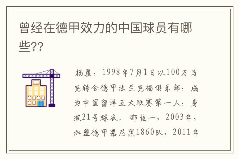 曾经在德甲效力的中国球员有哪些??