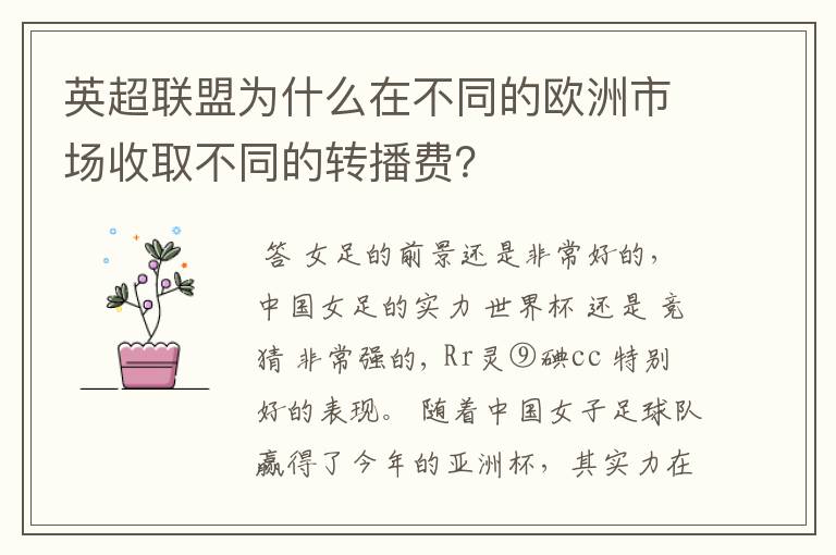 英超联盟为什么在不同的欧洲市场收取不同的转播费？