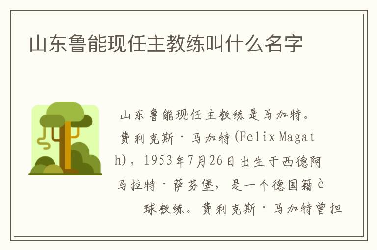 山东鲁能现任主教练叫什么名字