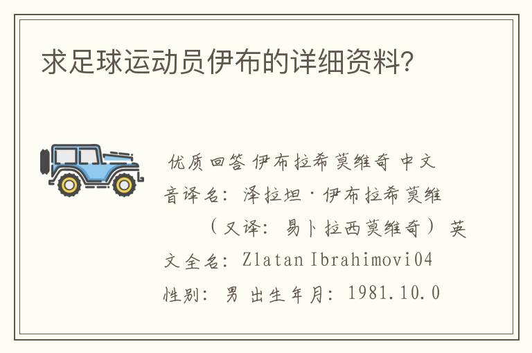 求足球运动员伊布的详细资料？