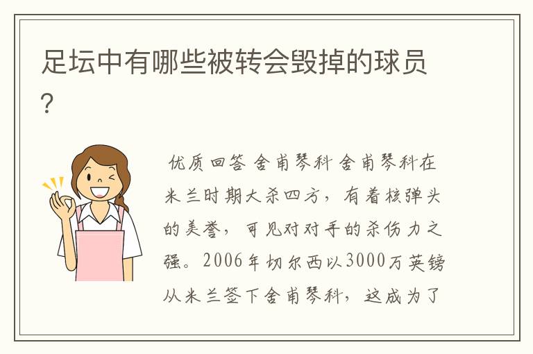 足坛中有哪些被转会毁掉的球员？