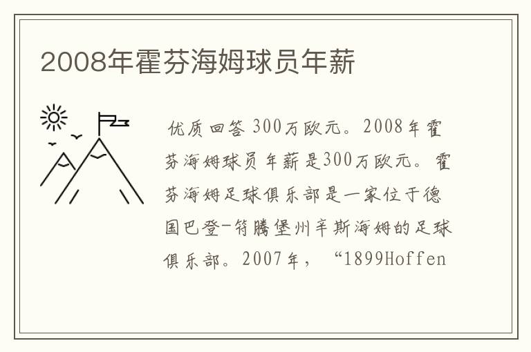 2008年霍芬海姆球员年薪