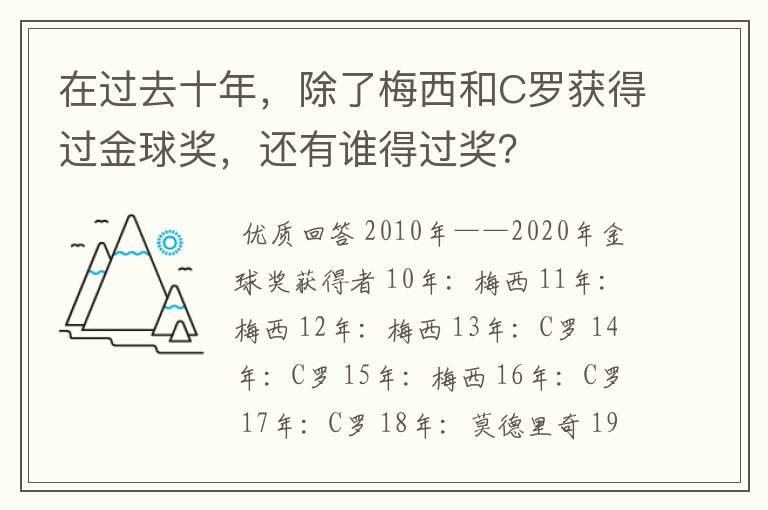 在过去十年，除了梅西和C罗获得过金球奖，还有谁得过奖？