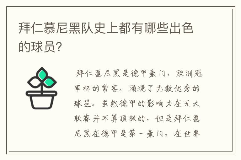 拜仁慕尼黑队史上都有哪些出色的球员？