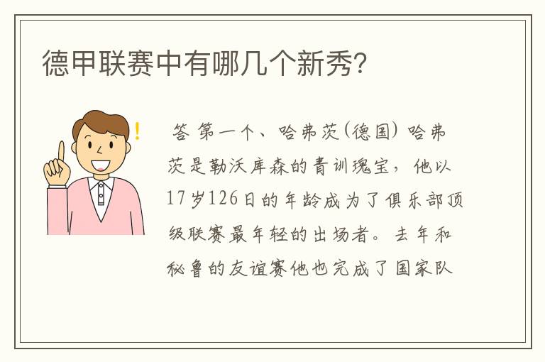 德甲联赛中有哪几个新秀？