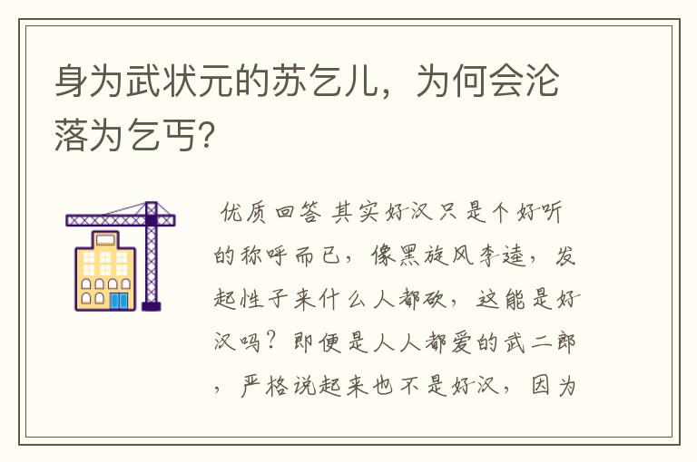 身为武状元的苏乞儿，为何会沦落为乞丐？