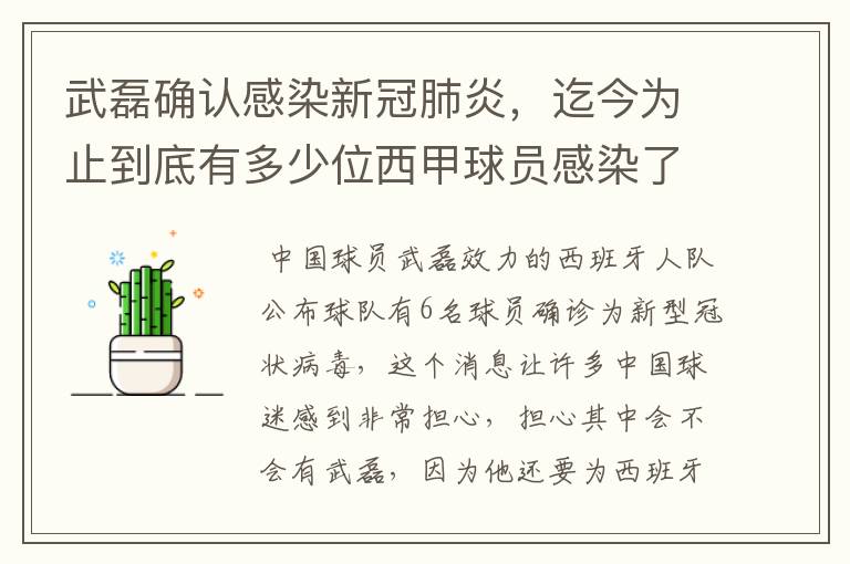 武磊确认感染新冠肺炎，迄今为止到底有多少位西甲球员感染了新冠病毒？