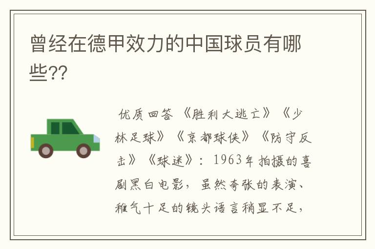 曾经在德甲效力的中国球员有哪些?？