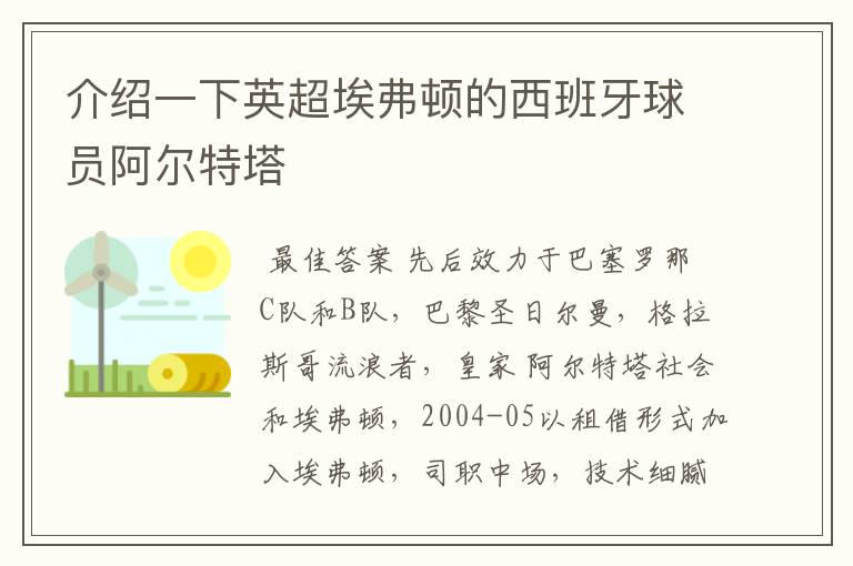 介绍一下英超埃弗顿的西班牙球员阿尔特塔