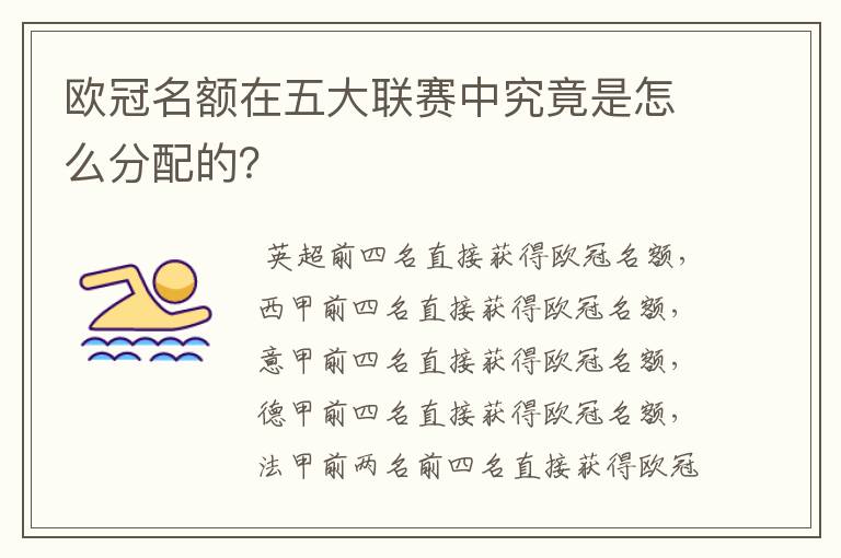 欧冠名额在五大联赛中究竟是怎么分配的？