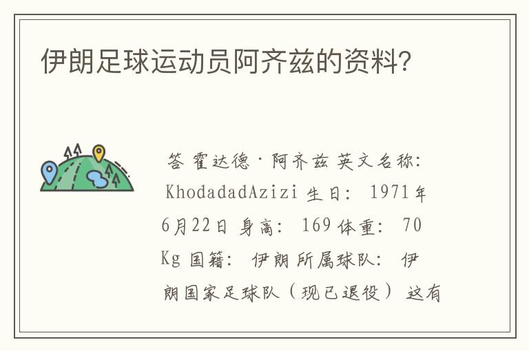 伊朗足球运动员阿齐兹的资料？