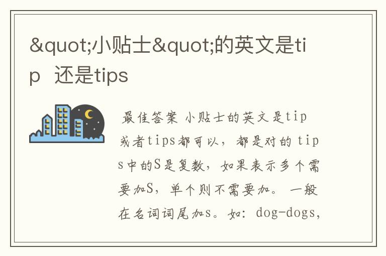 "小贴士"的英文是tip  还是tips