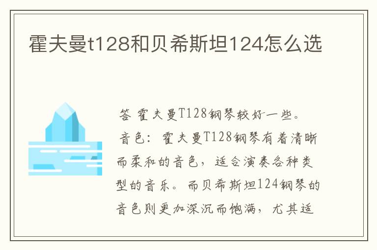 霍夫曼t128和贝希斯坦124怎么选