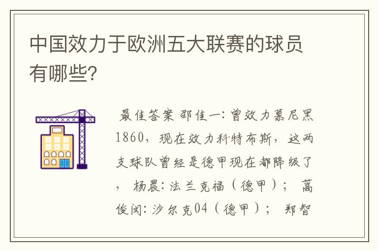 中国效力于欧洲五大联赛的球员有哪些？