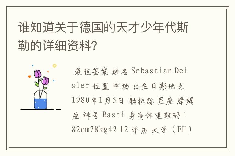 谁知道关于德国的天才少年代斯勒的详细资料？