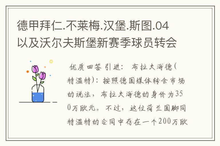 德甲拜仁.不莱梅.汉堡.斯图.04以及沃尔夫斯堡新赛季球员转会一览