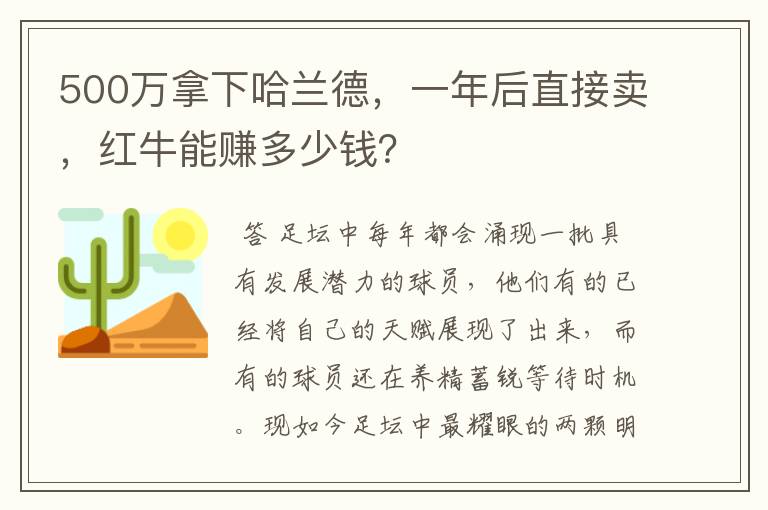 500万拿下哈兰德，一年后直接卖，红牛能赚多少钱？