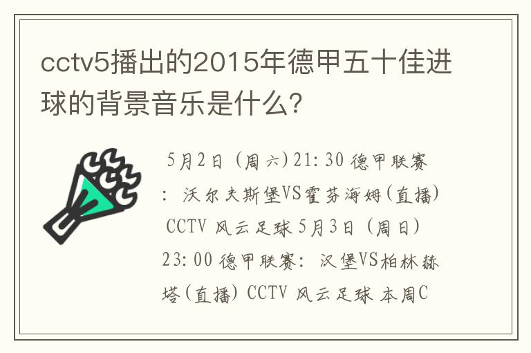 cctv5播出的2015年德甲五十佳进球的背景音乐是什么？