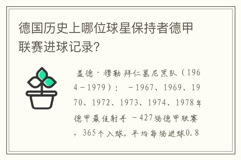 德国历史上哪位球星保持者德甲联赛进球记录？