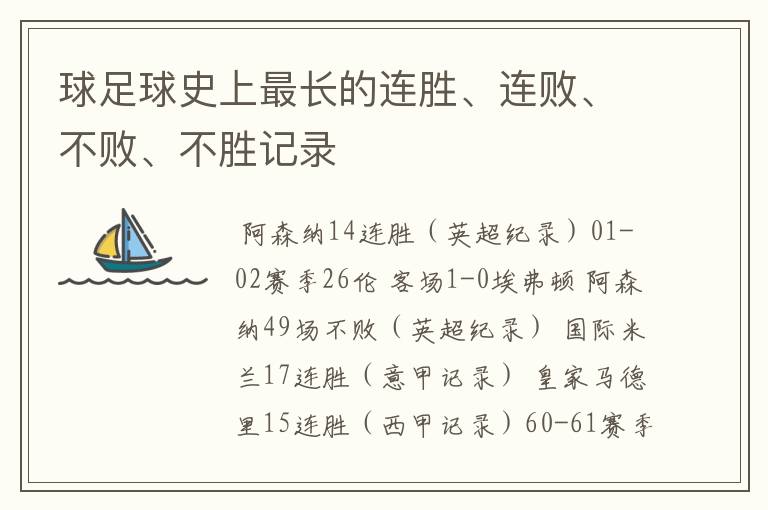 球足球史上最长的连胜、连败、不败、不胜记录