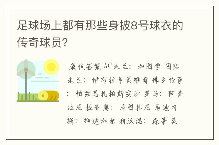 足球场上都有那些身披8号球衣的传奇球员？