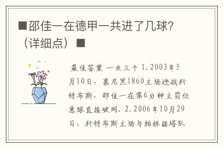 ■邵佳一在德甲一共进了几球？（详细点）■