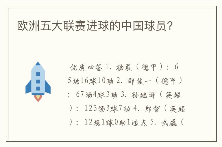 欧洲五大联赛进球的中国球员？