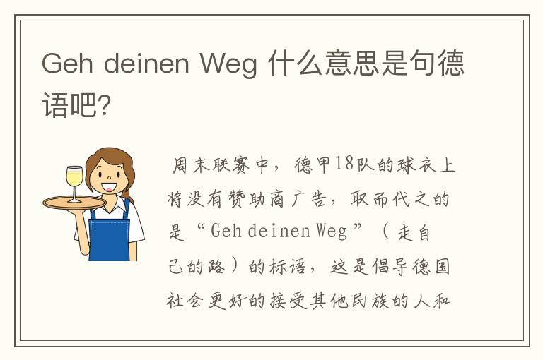 Geh deinen Weg 什么意思是句德语吧？