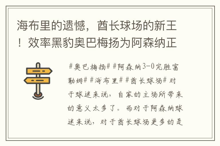 海布里的遗憾，酋长球场的新王！效率黑豹奥巴梅扬为阿森纳正名！