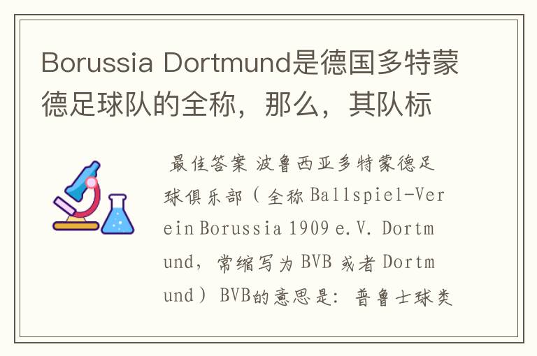 Borussia Dortmund是德国多特蒙德足球队的全称，那么，其队标上的“BVB”又代表什么or其全写是什么？