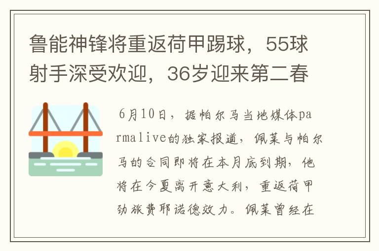 鲁能神锋将重返荷甲踢球，55球射手深受欢迎，36岁迎来第二春